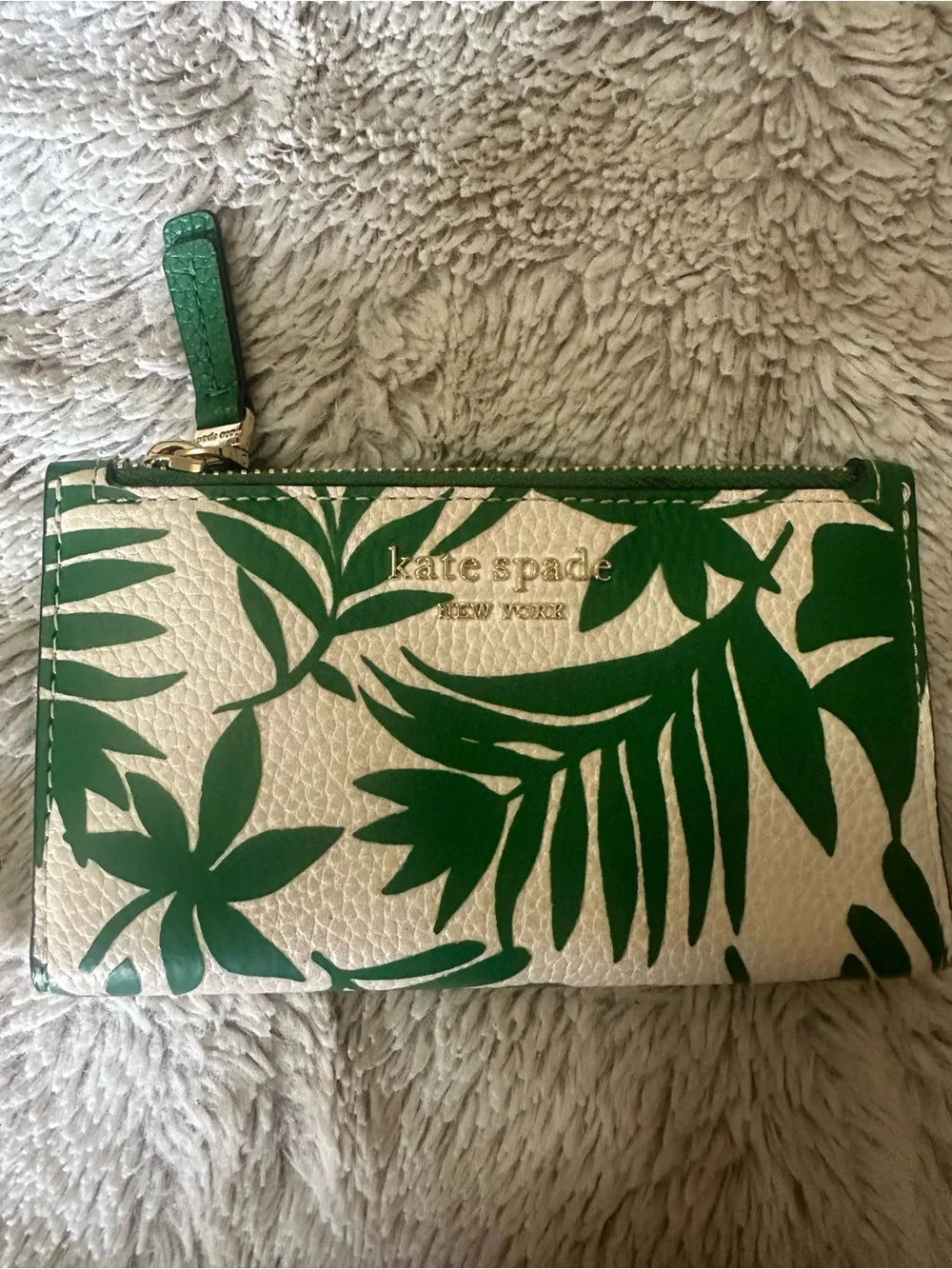 kate spade Green Leaf Zip small wallet - Picture 1 of 4